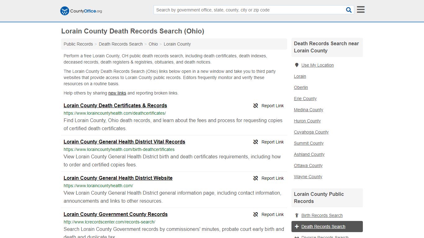 Death Records Search - Lorain County, OH (Death ...